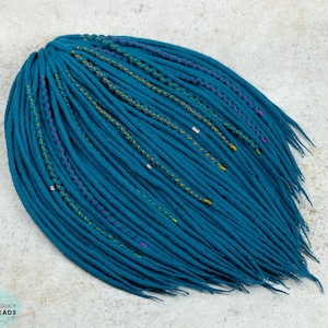 Blue teal handmade premium quality wool dreadlock extension  gift for fairy  &quot;Peacock&quot;