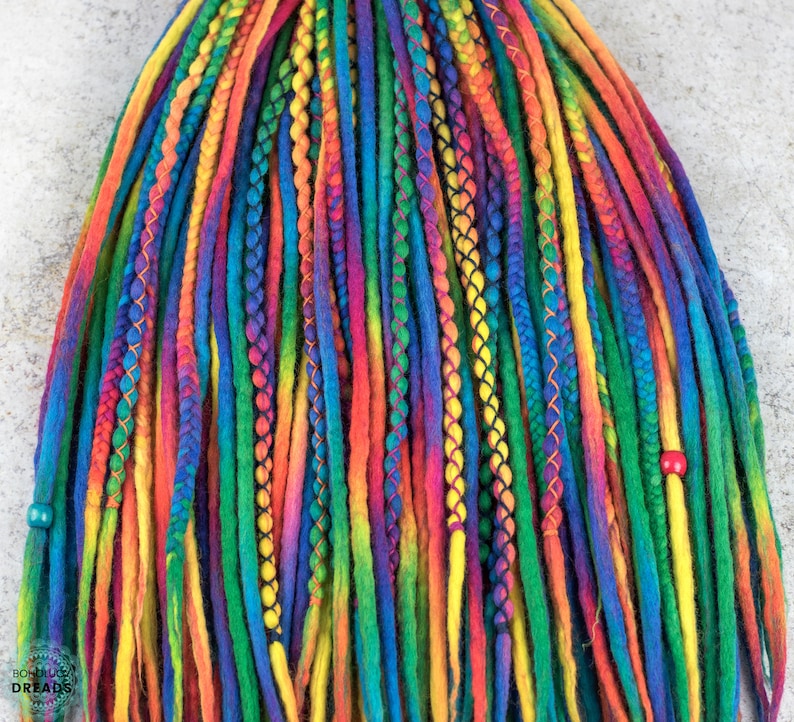 Wool Dreads rainbow Full Set of Double Ended or Etsy UK