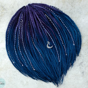 Ombre Wool Dreadlock Extensions: Midnight Blue, Moon Charm