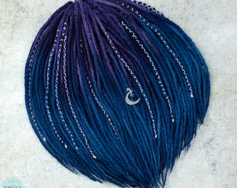 Ombre Wool Dreadlock Extensions: Midnight Blue, Moon Charm