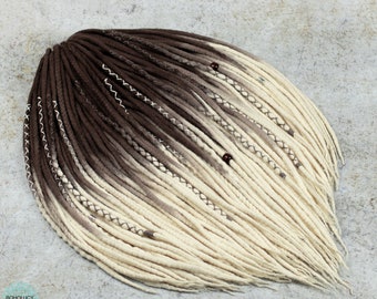 Brown ombre wool dreadlock, comfortable natural extra-soft dreads &quot;Coffe ombre&quot;