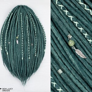 Teal Green dreads, "Mojito" wool dreadlocks, full set or partial dreadlock extensions, Double ended or single ended boho natural dreads