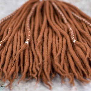 Set of Wool dreadlocks &quot;Ginger&quot; Dread Extension Double ended or Single ended Dread gift for bohemian Ginger Full set or Partial Dreadlock