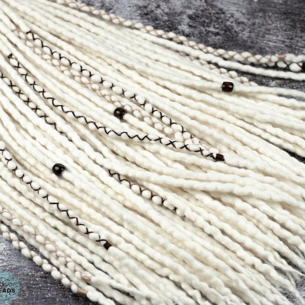 Dreadlocks "Natural" wool dreads, white blonde dreads, boho style dreads, viking style dreadlock extensions, natural dreads, DE/SE full set