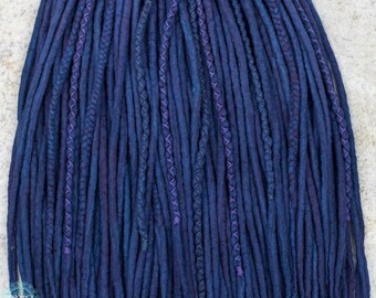 Wool Dreadlocks "Universe" blue purple Double Ended Single ended hair extensions DE dreads birthday gift