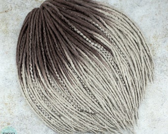 Brown Ombre Merino Wool Dreads: Hand-Dyed Double Ended Dreadlock Extensions, Latte