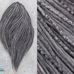 Wool dreads "Grey blended" DE/SE double ended single ended dreadlock extensions