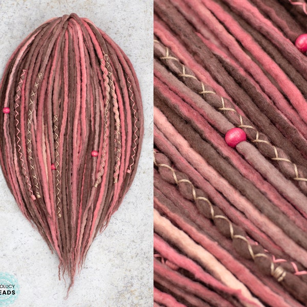 Wool dreads • Double ended or single ended dreadlock extensions • Multicolor Hair Jewelry •  Gift for Sister •  "Rose pergola"