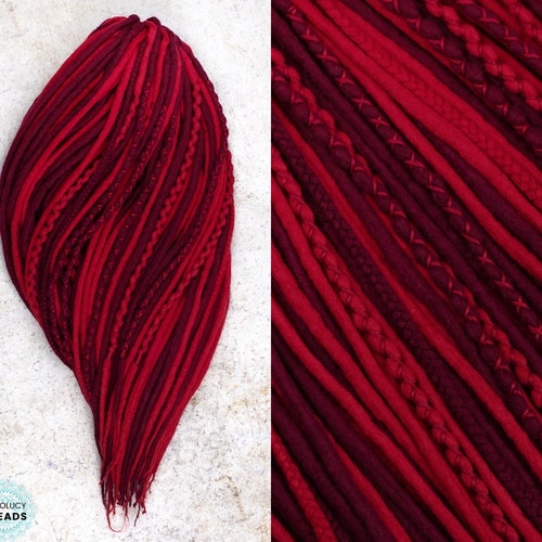 Wool Dreads Full Set of Burgundy wine Double Ended Etsy
