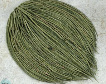 Wool dreads Moss green "Fern moss" dreadlock extensions Double ended single ended full set dreads