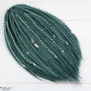 Teal Green dreads, Gift for Wife, Natural handmade wool dreadlocks, full set or partial dreadlock extensions, boho dreads DE/SE &quot;Mojito&quot;