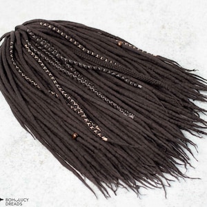 Dark Brown Wool Dreadlocks: Viking Style, Single or Double Ended, Coffee
