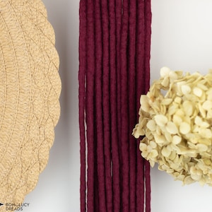 Burgundy Wool Dreadlocks: Wine Red, Single or Double Ended, Set of 10