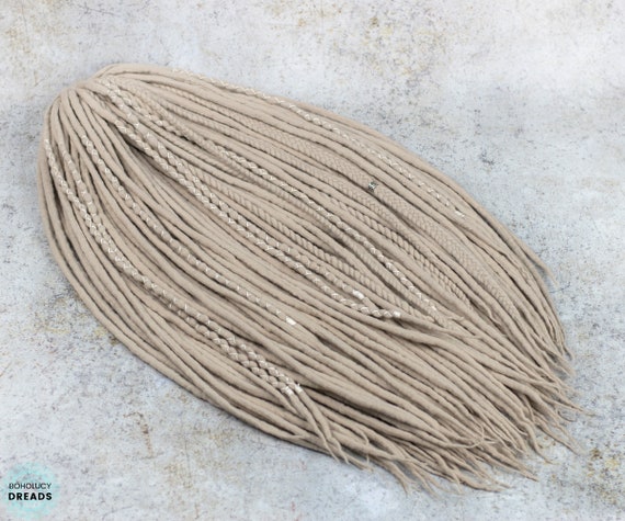 Sand blonde dreads, Wool dreadlock with braids and twists