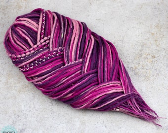 Dreads « Hydrangea » en laine multicolore rose pourpre, extensions de dreadlocks simples ou doubles