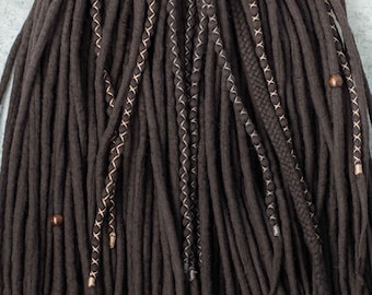 Full set dreads "Coffee" Wool dreadlock extensions Double ended fake locs Coffee brown