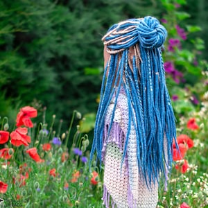 Blue Wool dreadlocks, Handmade Merino Wool Dreads, Boho dreadlock extensions, soft dreads, gift for boho beauty &quot;Blue blended&quot;