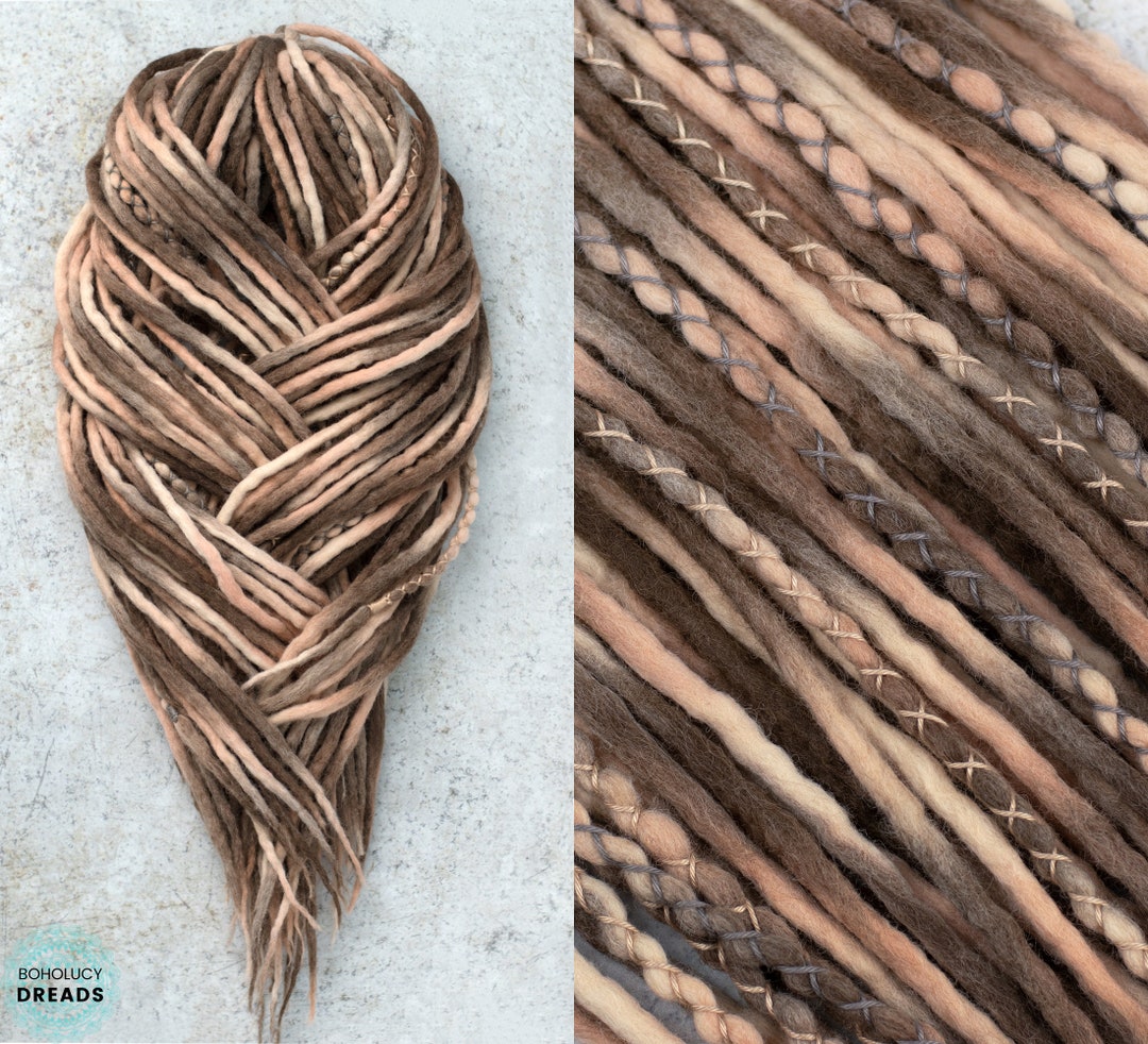 Set of Natural Look Dreads Wavy Dread Extension Brown Blonde Dreads ...
