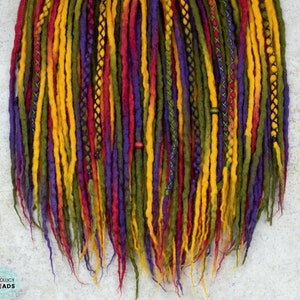 Wool Dreadlock Extensions: &quot;Autumn Sunset&quot; Natural Dreads, Single or Double Ended