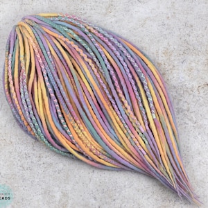 Pastel Wool Dreadlock Extensions: &quot;Unicorn&quot; Dreads & Braids