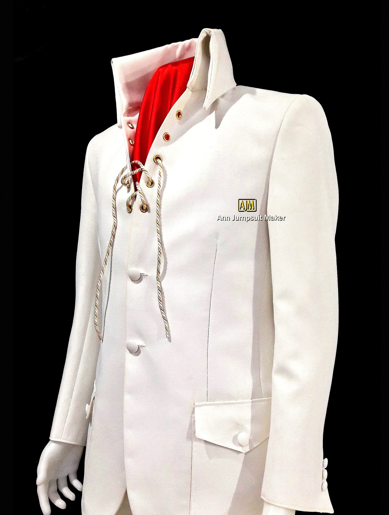 White Lace Elvis Jacket High Collar Etsy