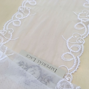 White lace Trim, Chantilly Lace, French Lace trim, Bridal lace, Wedding Lace, Scalloped lace, Lace Fabric, Fabric by the yard MB00045