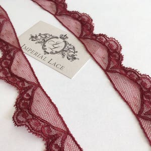 Pizzo rosso vite, pizzo chantilly, pizzo francese, pizzo da sposa, pizzo da sposa, pizzo smerlato, tessuto di pizzo, tessuto tagliato su misura MK00263