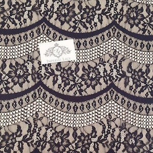 Black lace fabric, Lace fabric, boho lace fabric, Chantilly lace fabric, scalloped lace fabric, bridal lace, Fabric By the Yard M000064
