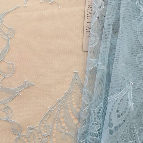 Light Blue Lace Fabric French Lace Blue Chantilly Lace - Etsy