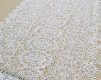 White lace Trim, Alencon Lace, French Lace trim, Bridal lace, Wedding Lace, Scalloped lace, Lace Fabric, Fabric by the yard MB00099
