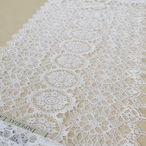 White lace Trim, Alencon Lace, French Lace trim, Bridal lace, Wedding Lace, Scalloped lace, Lace Fabric, Fabric by the yard MB00099