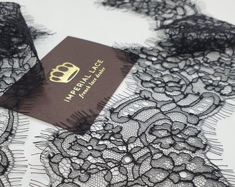 Black lace Trim, Chantilly Lace, French Lace, Bridal lace, Wedding Lace, Scalloped lace, Black Lace, By the yard, Lingerie lace MM00223