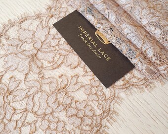 37 Wide Chocolate Brown Floral Chantilly Scalloped Eyelash Lace Fabric