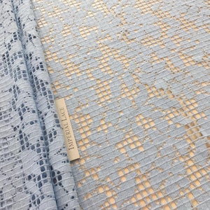 Blue lace fabric, Lace fabric, boho lace fabric, alencon lace fabric, scalloped lace fabric, bridal lace fabric, Fabric By the Yard K00736