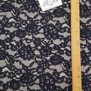 Black Floral lace fabric, French Lace, Alencon Lace, Bridal lace, Wedding Lace, Embroidery lace, Evening dress lace, Lingerie Lace M000092 image 5