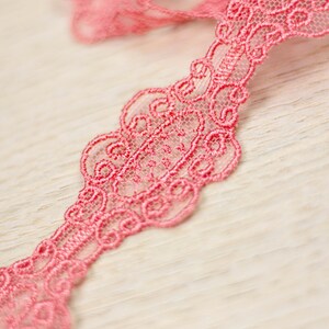 Pink lace Trim, Alencon Lace, French Lace trim, Imperial lace, Wedding Lace, Scalloped lace, Lace Fabric, Fabric by the yard MK00271 image 2