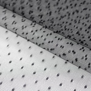 Black tulle fabric with dots, Evening dress tulle, Lingerie net, Black fabric, Hard tulle fabric, Fabric, Mesh fabric, Premium fabric T00314