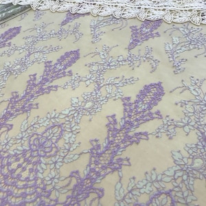 Purple lace fabric, Embroidered lace, French Lace, Bridal lace, Purple Lace, Veil lace, Lingerie Lace, Chantilly Lace K00560