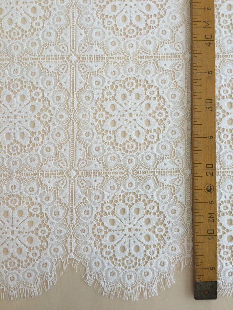 Ivory lace fabric, Wedding lace, Lingerie lace, Ivory alencon lace fabric, Geometric lace, Vintage lace, Lace fabric, Veil lace, B00113 image 5