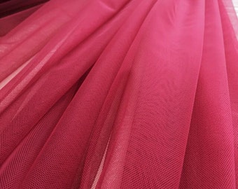 Raspberry Red tulle fabric - 55.1" (140cm) wide - Mesh fabric, Skirt tulle fabric, Tulle fabric, Net fabric, Evening dress tulle, T00073