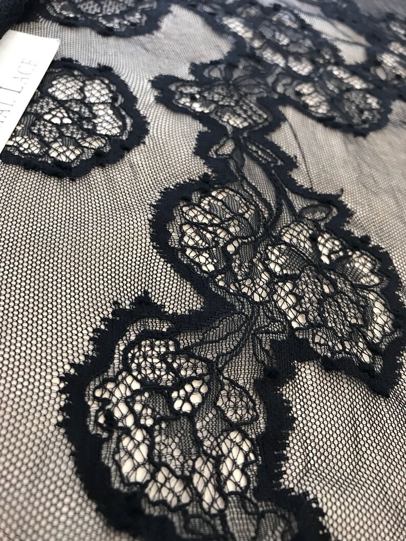Black lace fabric spanish style guipure spitze stoff Etsy