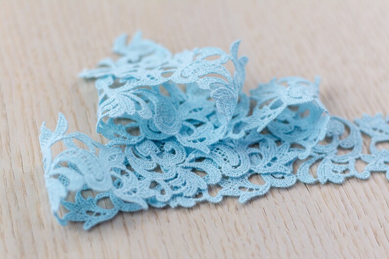 Blue lace fabric Chantilly Lace French Lace Blue lace trim Scalloped lace Eyelash lace Floral Lace MK00523 Bridal lace Wedding Lace