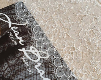 Ivory lace Trim, Chantilly Lace, French Lace trim, Bridal lace, Wedding Lace, Scalloped lace, Lace Fabric, Fabric by the yard MB00301