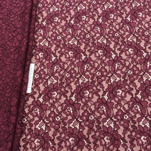 Red lace fabric, Embroidered lace, French Lace, Wedding Lace, Bridal lace, Red Lace, Veil lace, Lingerie Lace, Alencon Lace  K00636