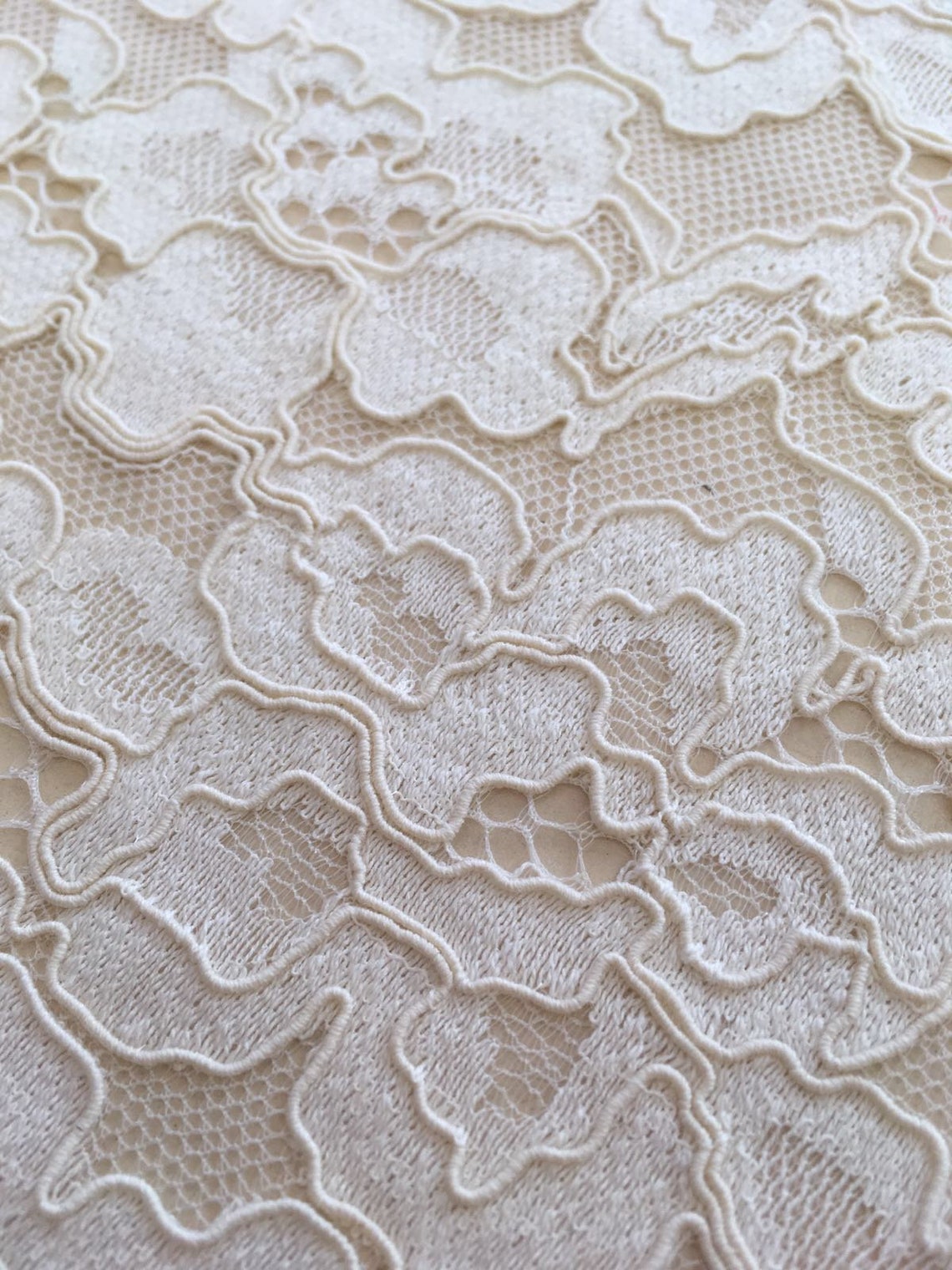 Ecru Lace Fabric Lace Fabric Boho Lace Fabric Alencon Lace Etsy