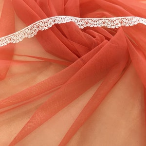 Orange tulle fabric - 57&quot; (145 cm) wide - sold per meter  T00060