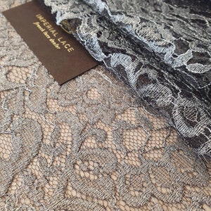 Black lace Trim, Chantilly Lace, French Lace trim, Bridal lace, Wedding Lace, Scalloped lace, Lace Fabric, Fabric by the yard MM00178 image 4