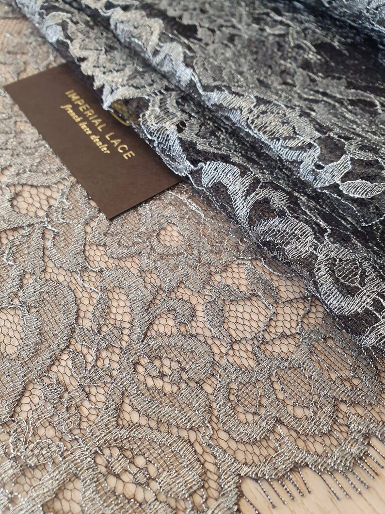 Black lace Trim, Chantilly Lace, French Lace trim, Bridal lace, Wedding Lace, Scalloped lace, Lace Fabric, Fabric by the yard MM00178 image 4