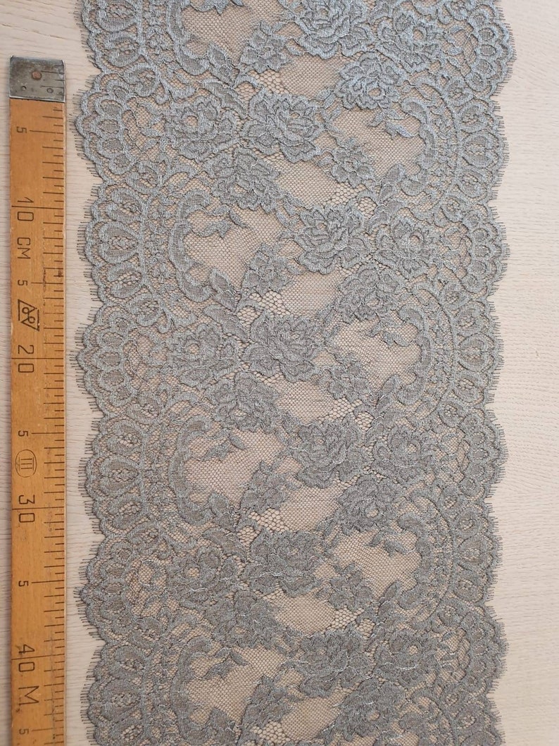 Black lace Trim, Chantilly Lace, French Lace trim, Bridal lace, Wedding Lace, Scalloped lace, Lace Fabric, Fabric by the yard MM00178 image 9
