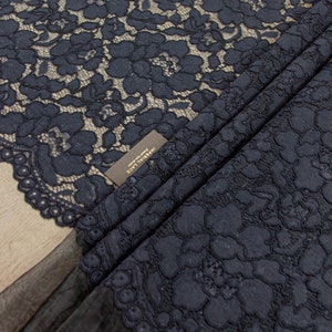 Dark lace fabric, Embroidered lace, French Lace, Wedding Lace, Bridal lace, Lace Fabric, Veil lace, Lingerie Lace, Alencon Lace M00192